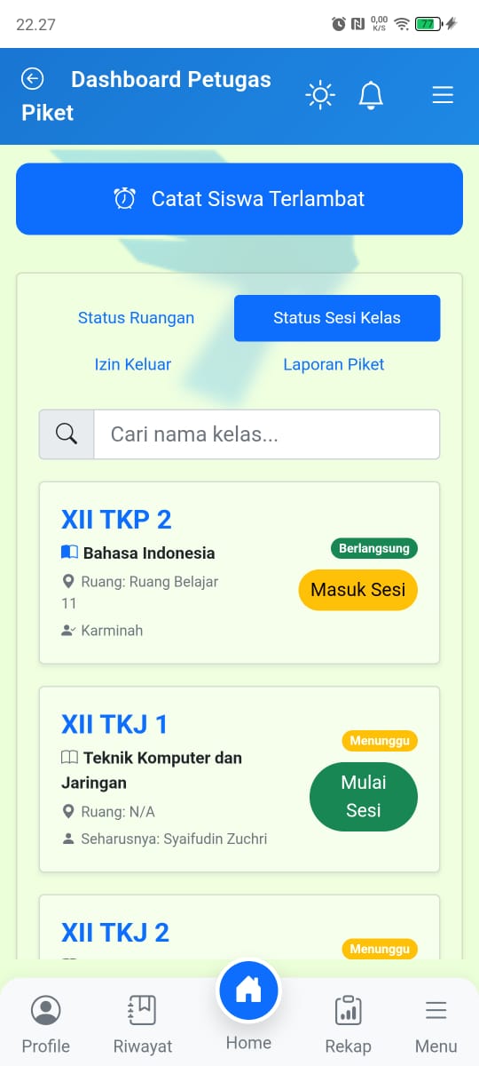 Halaman Petugas Piket